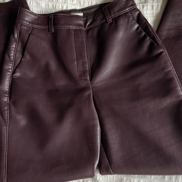 Aritzia Babaton Command Vegan Leather Pant - Size 4 - Full length - Burgundy - Picture 6 of 8